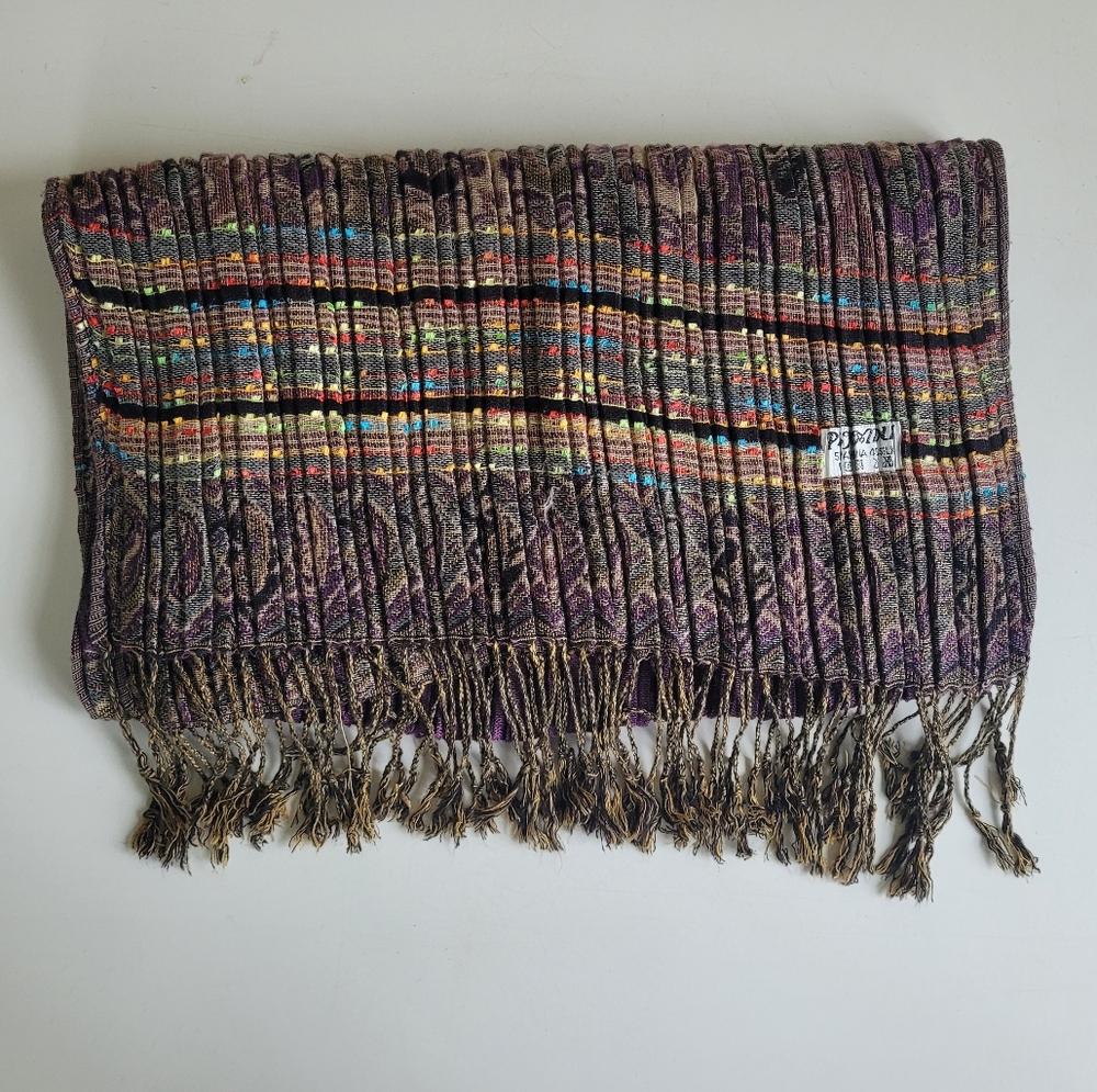 Pashmina Purple and Multicolor Scarf - Picture 4 of 5